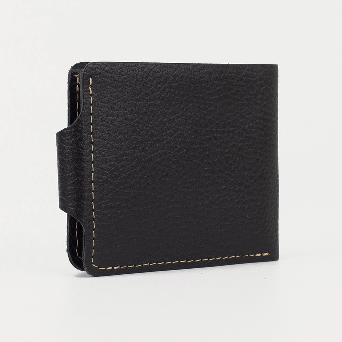 Портмоне мужское на кнопке, для карт, для монет, цвет чёрный