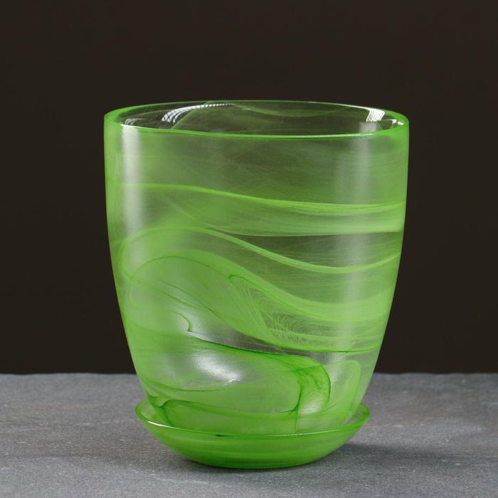 Горшок цветочный с поддоном  Горшок цветочный с поддоном "Гармония", зелёный 2 л