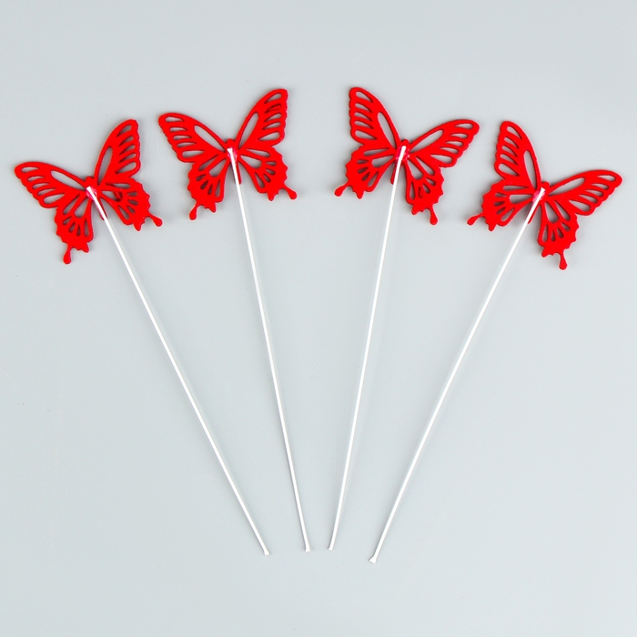 Набор топперов «Бабочки», цвет красный Набор топперов «Бабочки», цвет красный