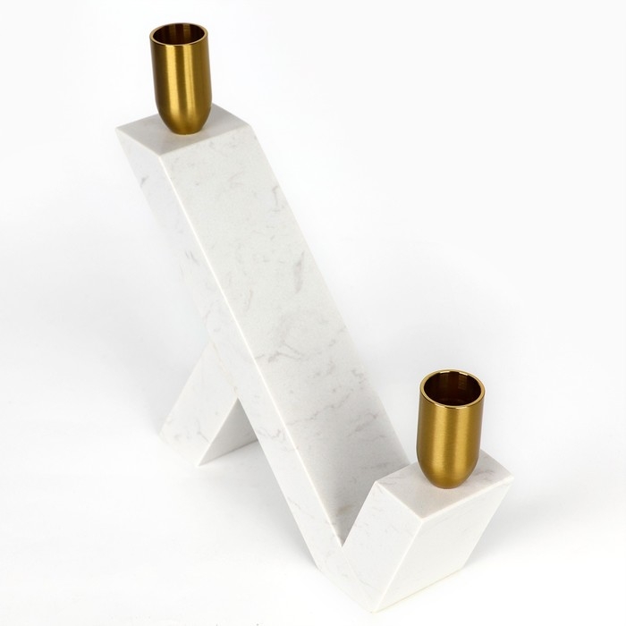 Подсвечник латунь, мрамор «Грани» 22 х 20 х 5 см