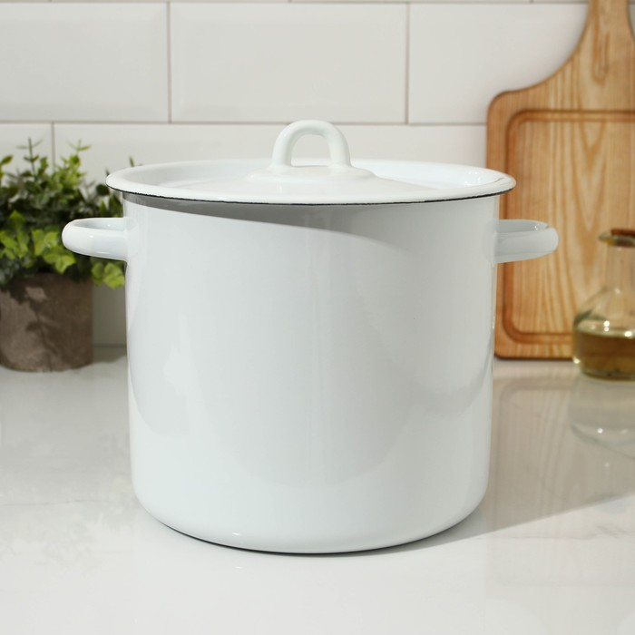 Кастрюля эмалированная без деколи, 5,5 л, цвет белый Кастрюля эмалированная без деколи, 5,5 л, цвет белый