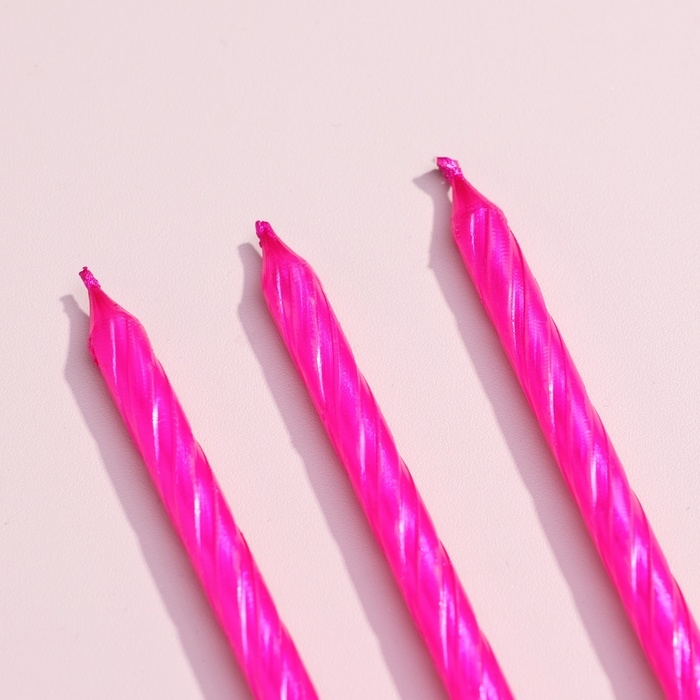 Свечи для торта "Классические" с подставкой, 13 см, 6 шт, розовые