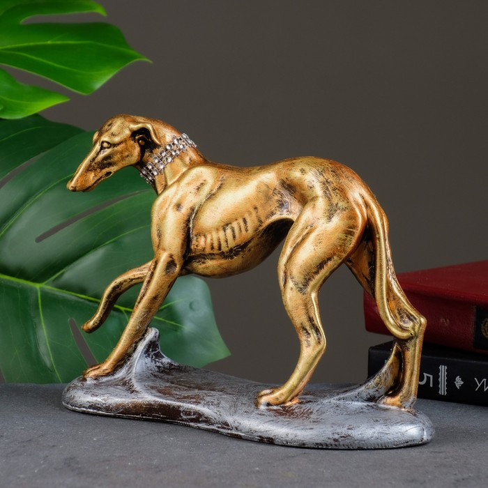 Фигура Фигура "Борзая" бронза с серебром, 25х17см
