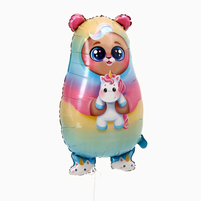 Воздушный шар фольгированный 30 Воздушный шар фольгированный 30" «Мишка-единорог», набор 50 шт.