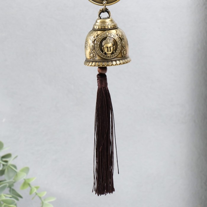 Музыка ветра металл Музыка ветра металл "Монета Будды с колокольчиком" с кисточкой 5х5х30 см