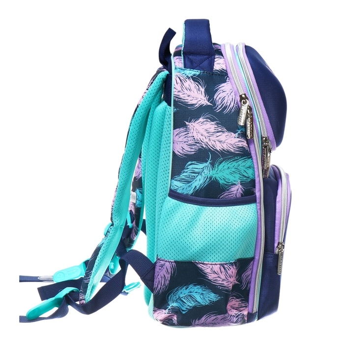 Рюкзак школьный 37х28х14, эргономичная спинка, deVENTE Smart 14L, Happy Owl, для девочек, бирюзовый/фиолетовый Рюкзак школьный 37х28х14, эргономичная спинка, deVENTE Smart 14L, Happy Owl, для девочек, бирюзовый/фиолетовый