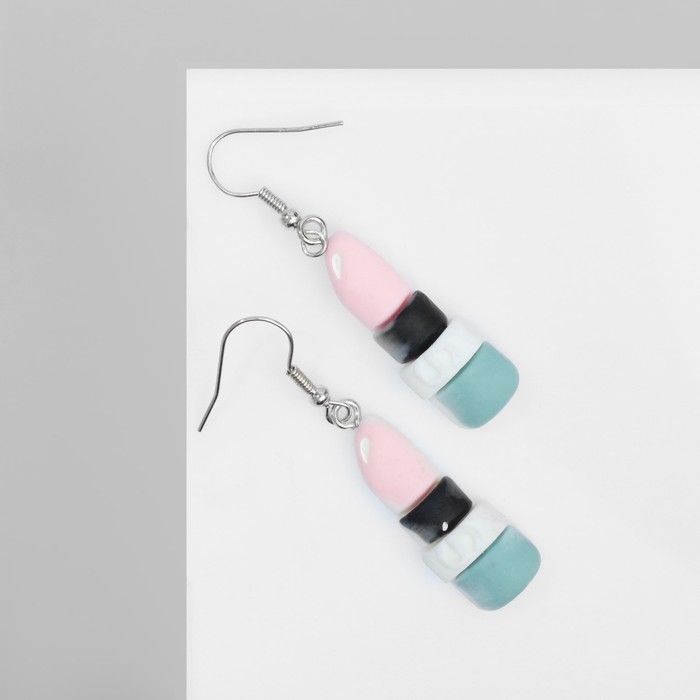 Серьги ассорти «Радость» помада, цветные в серебре Серьги ассорти «Радость» помада, цветные в серебре