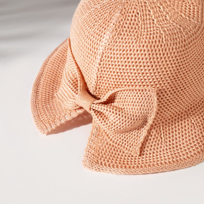 Шляпа для девочки MINAKU с бантом, цвет розовый, р-р 50-52 Шляпа для девочки MINAKU с бантом, цвет розовый, р-р 50-52