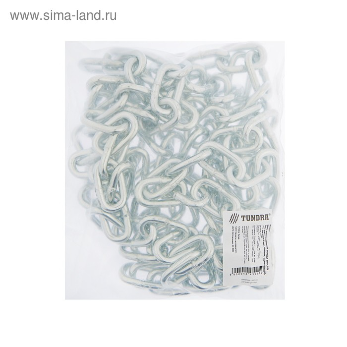 Цепь короткозвенная ТУНДРА krep, DIN766, диаметр 6 мм, сварная, оцинкованная, 3 м Цепь короткозвенная ТУНДРА krep, DIN766, диаметр 6 мм, сварная, оцинкованная, 3 м
