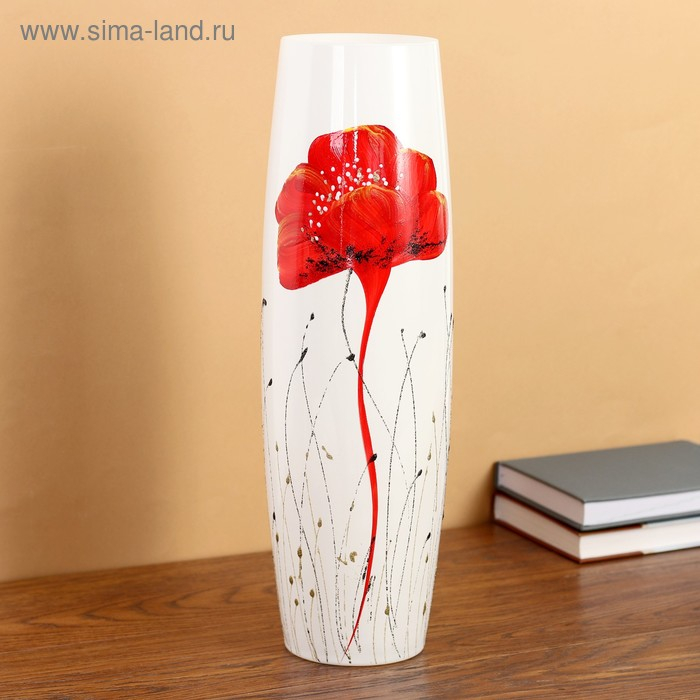 Ваза Ваза "Мак" роспись на крашеном стекле, d-10см 11,5х40 см