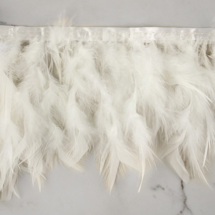 Тесьма с перьями индюка, 13-17 см, 5 ± 0,5 м, цвет белый Тесьма с перьями индюка, 13-17 см, 5 ± 0,5 м, цвет белый