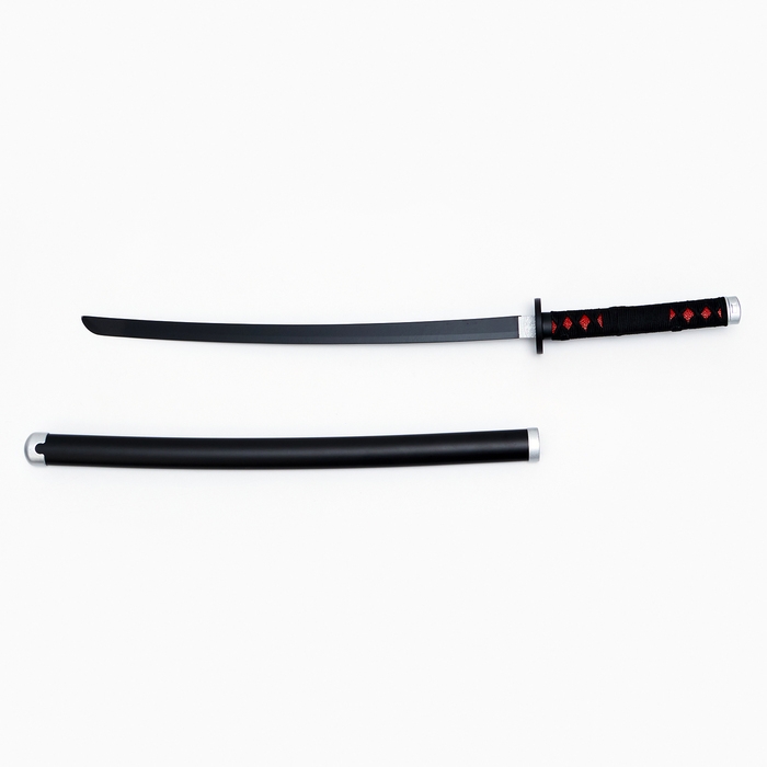 Сувенирное оружие "Катана Танзи" 75 см, клинок 48 см, чёрная, на подставке