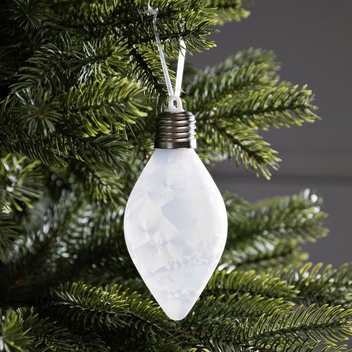 Елочный шар «Снежный шар» 7x14 см, 1 LED, LR44x3 (в комплекте), свечение тёплое белое Елочный шар «Снежный шар» 7x14 см, 1 LED, LR44x3 (в комплекте), свечение тёплое белое