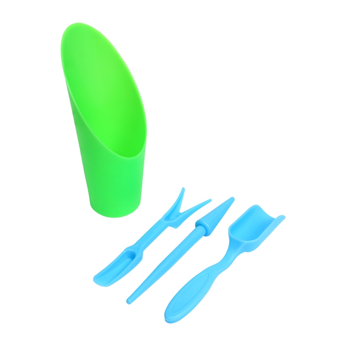 Набор посадочного инструмента, 4 предмета: лопатка, вилка, конус, стаканчик, цвет МИКС, Greengo Набор посадочного инструмента, 4 предмета: лопатка, вилка, конус, стаканчик, цвет МИКС, Greengo