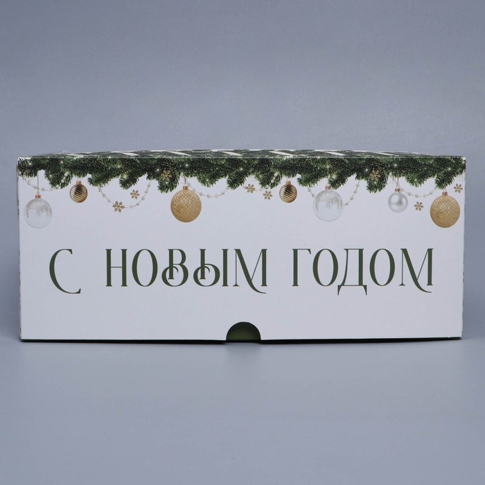 Коробка складная на 6 капкейков с окном «Паттерн снежинки», 25 х 17 х 10 см, Новый год Коробка складная на 6 капкейков с окном «Паттерн снежинки», 25 х 17 х 10 см, Новый год