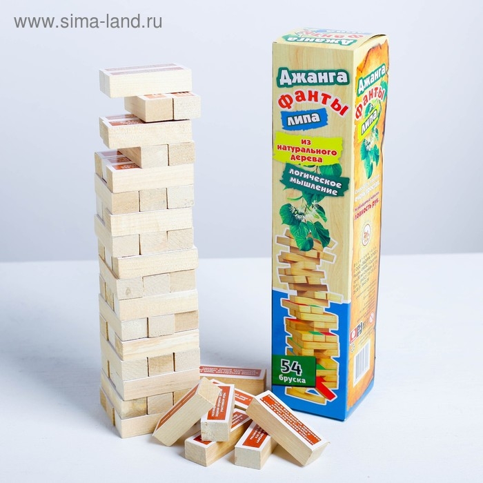 Падающая башня, дженга  Падающая башня, дженга "Липа - фанты" макси, 54 бруска, 33 х 7.5 см