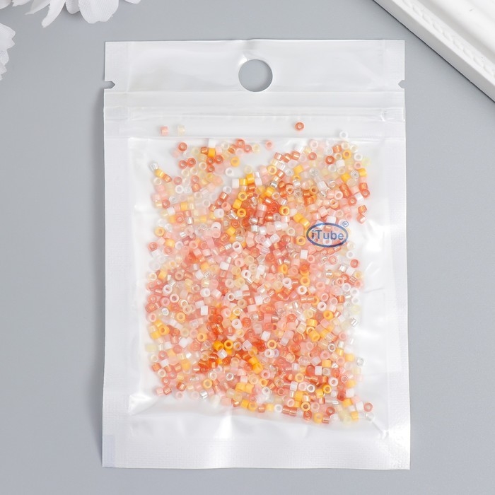Бисер стекло 12/0  Бисер стекло 12/0 "Перламутр. Оранжевое ассорти" 10 гр