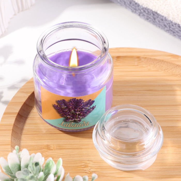 Свеча в банке ароматическая  Свеча в банке ароматическая "Душистая лаванда" 6х8,5см