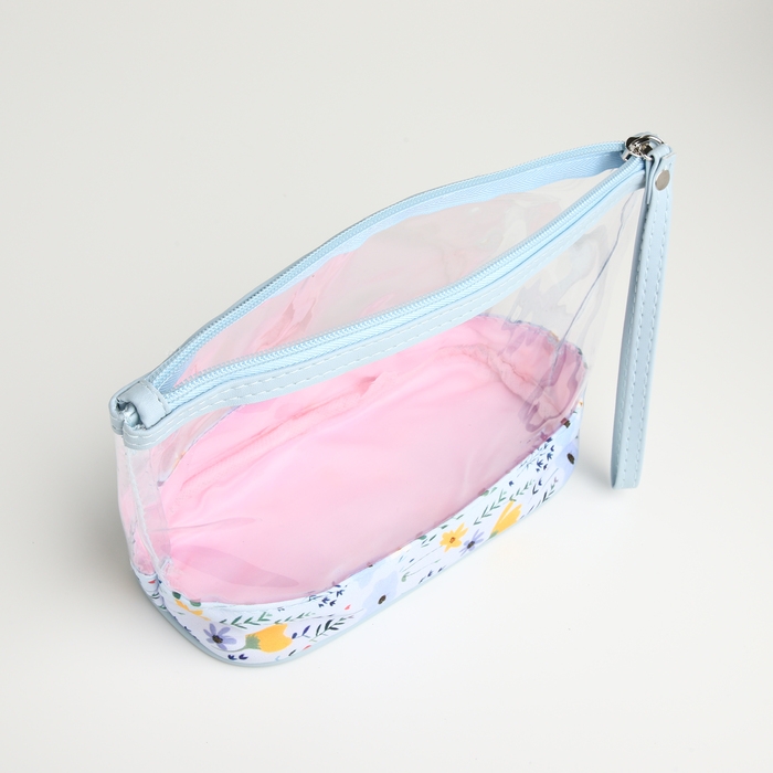Набор косметичек 2 в 1 на молнии, цвет голубой Набор косметичек 2 в 1 на молнии, цвет голубой