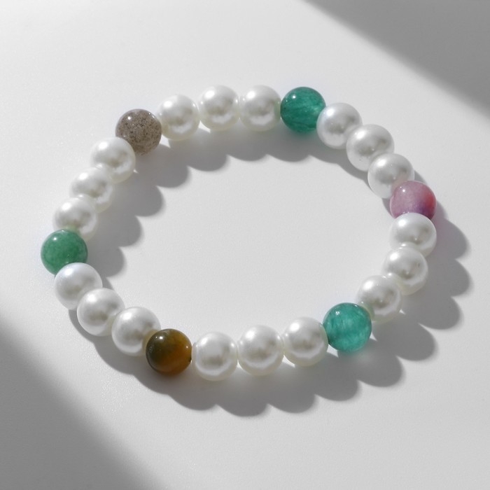 Браслет жемчуг «Весна» яркость, бусины №8, цветной Браслет жемчуг «Весна» яркость, бусины №8, цветной