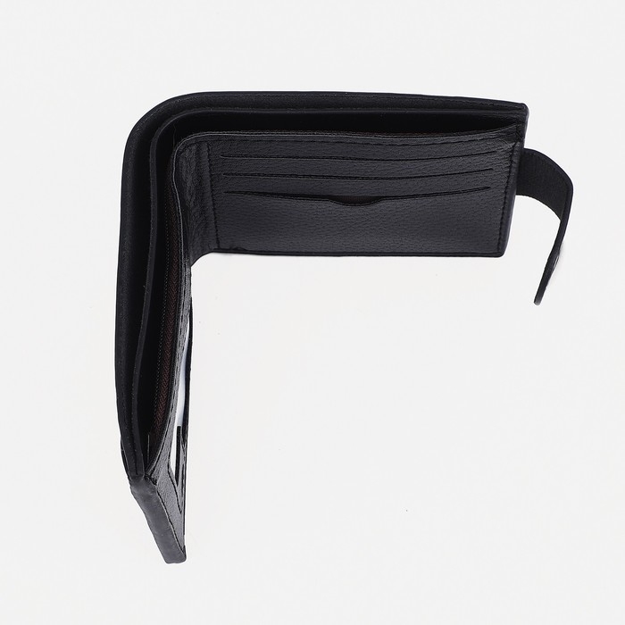 Портмоне мужское на магните, отдел для купюр, для карт, для монет, цвет чёрный Портмоне мужское на магните, отдел для купюр, для карт, для монет, цвет чёрный