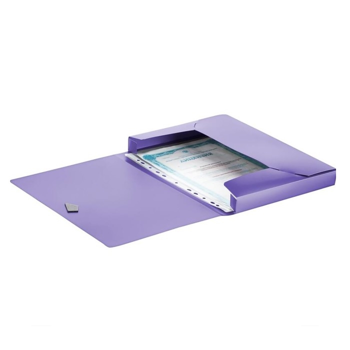 Папка на резинке А4, 800 мкм, Calligrata TOP  Папка на резинке А4, 800 мкм, Calligrata TOP "Mistral", корешок 40 мм, до 300 листов, сиреневый металлик