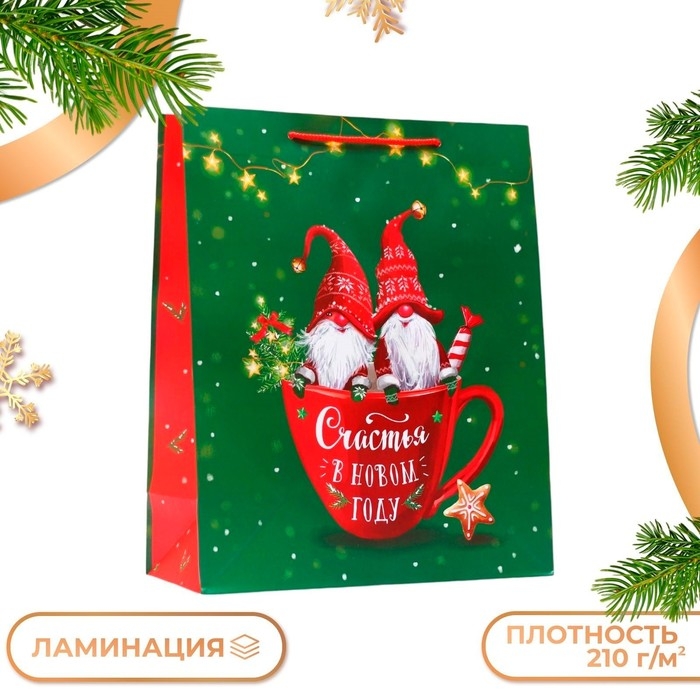 Новый год. Пакет подарочный Новый год. Пакет подарочный "Братья гномы", 26 х 32 х 12 см.