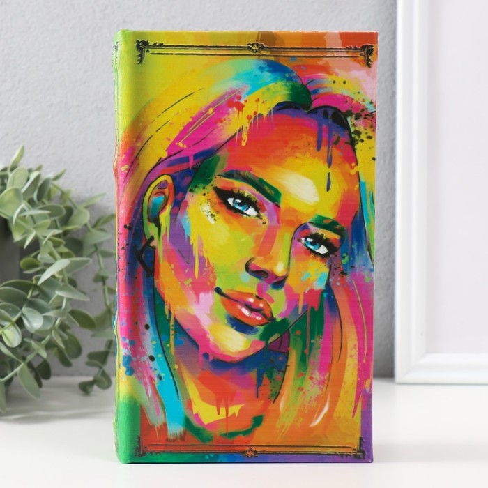 Сейф-книга дерево кожзам Сейф-книга дерево кожзам "Портрет девушки. Пятна краски" тиснение 21х13х5 см