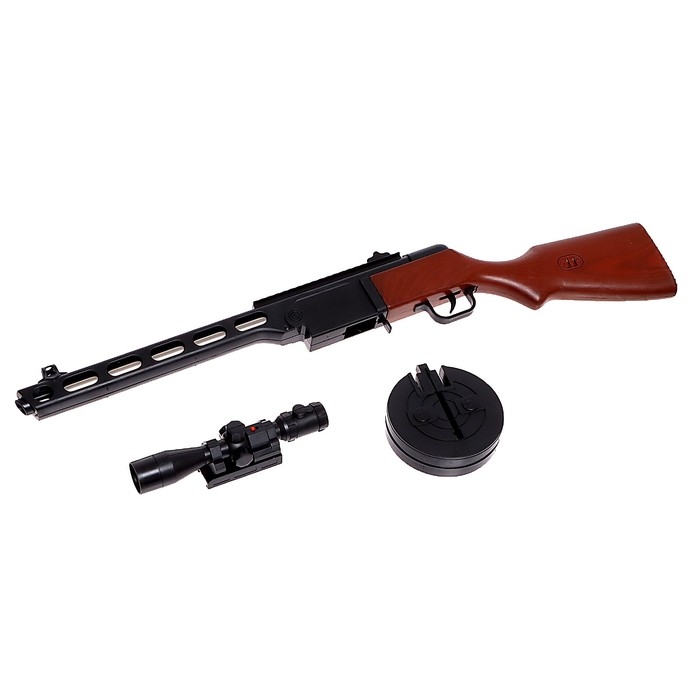 Детское оружие Автомат ППШ, с лазером, фонариком, 70 см, стреляет пульками 6 мм Детское оружие Автомат ППШ, с лазером, фонариком, 70 см, стреляет пульками 6 мм