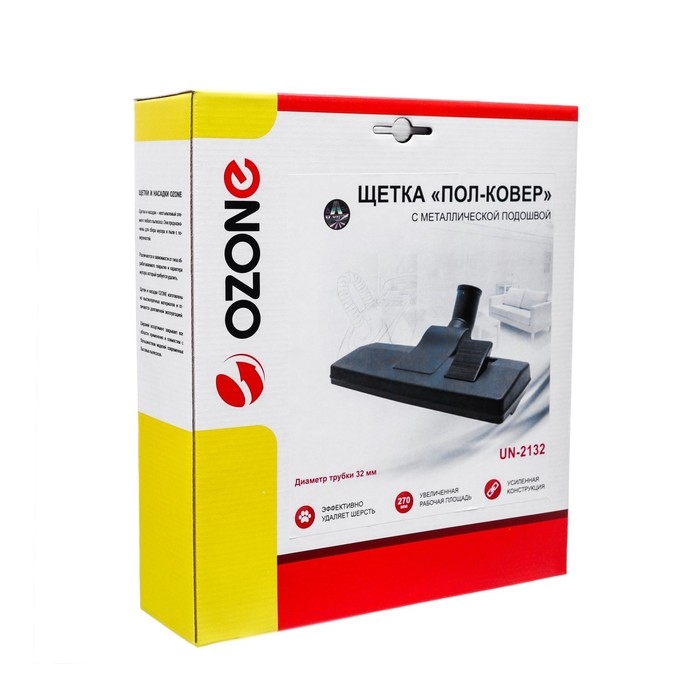 Щетка для пылесоса  Щетка для пылесоса "Пол-ковер" UN-2132 Ozone с металлической подошвой 270х95 мм, под трубку