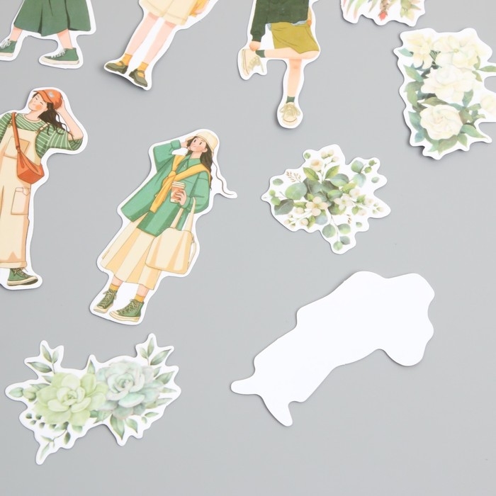 Наклейки для творчества Наклейки для творчества "Девушки и цветы. Зелёное настроение" 4х8 см н-р 40 шт 0,5х12х8 см