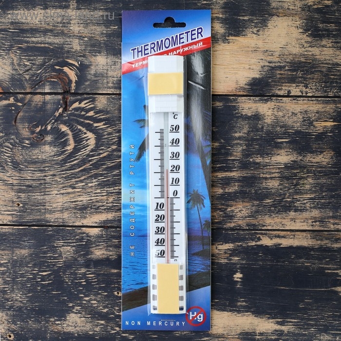 Термометр, градусник уличный, на окно, на липучке, от -50°С до +50°С, 25 х 4 см Термометр, градусник уличный, на окно, на липучке, от -50°С до +50°С, 25 х 4 см