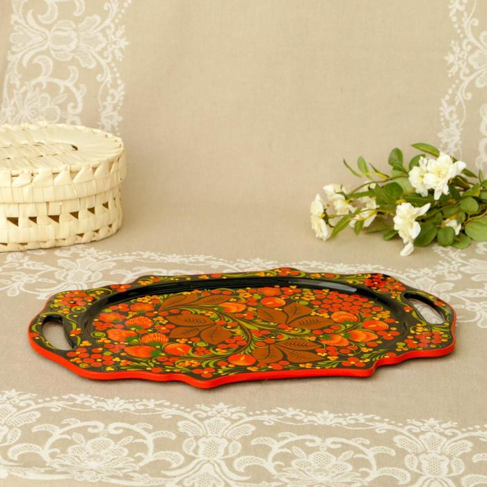 Поднос «Хохлома», средний, ручная роспись, микс Поднос «Хохлома», средний, ручная роспись, микс