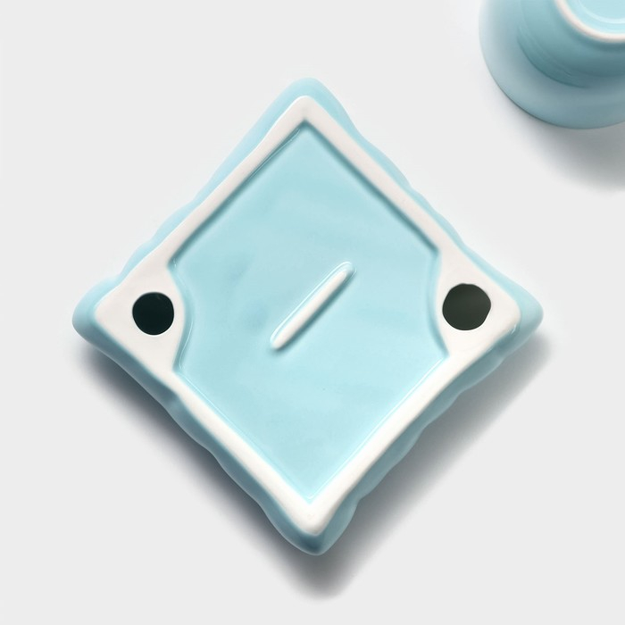 Чайная пара керамическая с ложкой «Зефирка», 2 предмета: чашка 250 мл, блюдце d=13 см, цвет голубой Чайная пара керамическая с ложкой «Зефирка», 2 предмета: чашка 250 мл, блюдце d=13 см, цвет голубой