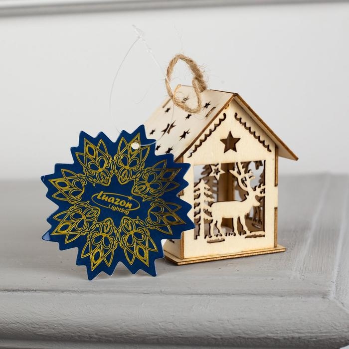 Ёлочная игрушка «Домик с оленем», от батареек, свечение тёплое белое Ёлочная игрушка «Домик с оленем», от батареек, свечение тёплое белое