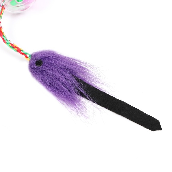 Дразнилка-удочка с шар-погремушкой и хвостиком, 49 см, микс цветов Дразнилка-удочка с шар-погремушкой и хвостиком, 49 см, микс цветов