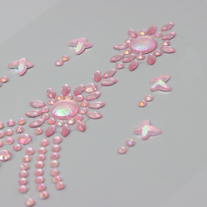 Наклейка пластик стразы Наклейка пластик стразы "Цветочный браслет" МИКС 12х20,3 см