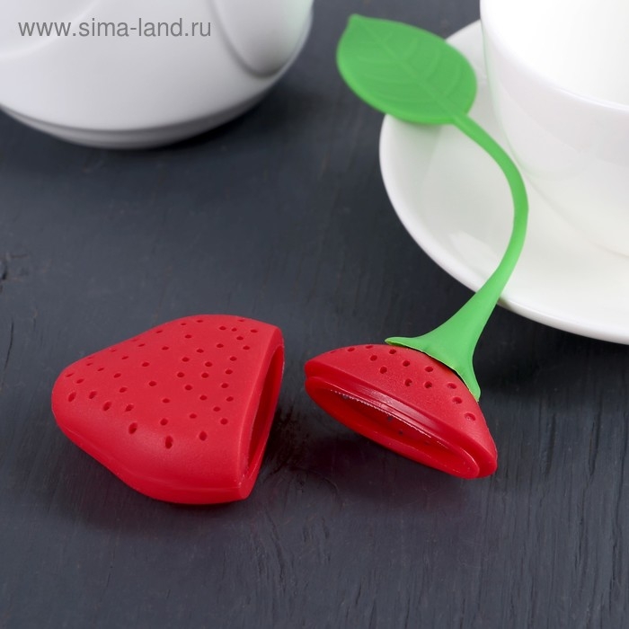 Ситечко для чая Доляна «Клубника», 5×19 см, цвет красный Ситечко для чая Доляна «Клубника», 5×19 см, цвет красный