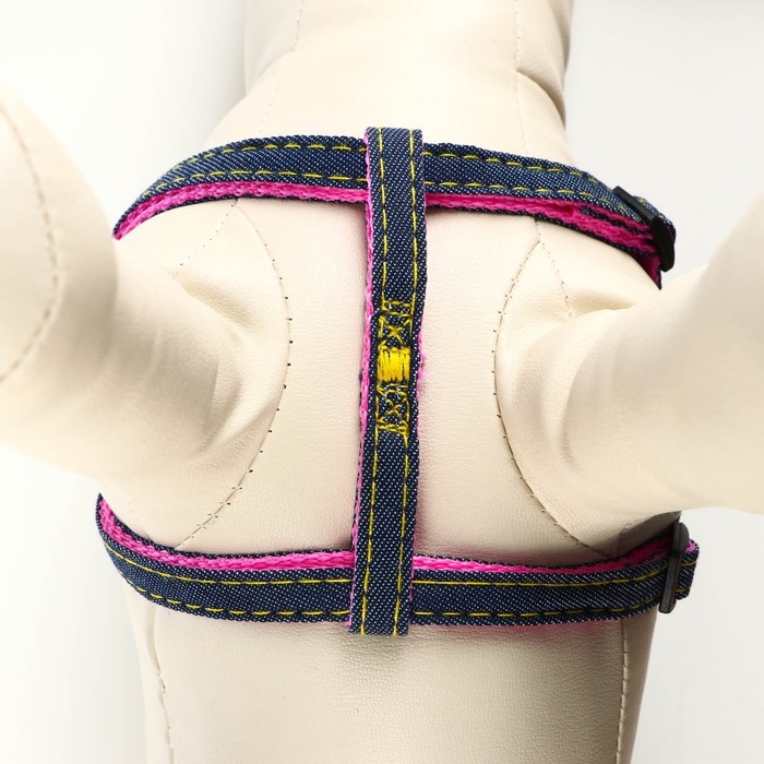 Шлейка Шлейка "Джинс", розовый подклад, ширина 1 см, ОШ 25-40 см, ОГ 25-40 см