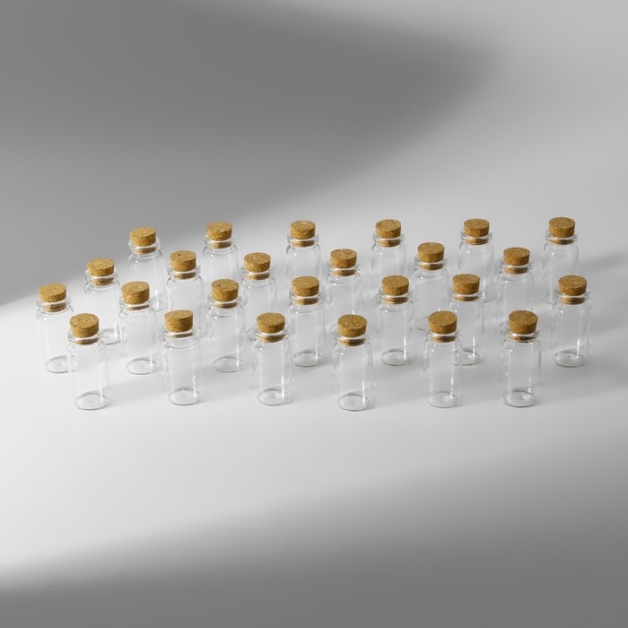 Набор баночек для хранения бисера, d = 2 × 4 см, 25 шт, в контейнере, 11 × 11 × 5 см