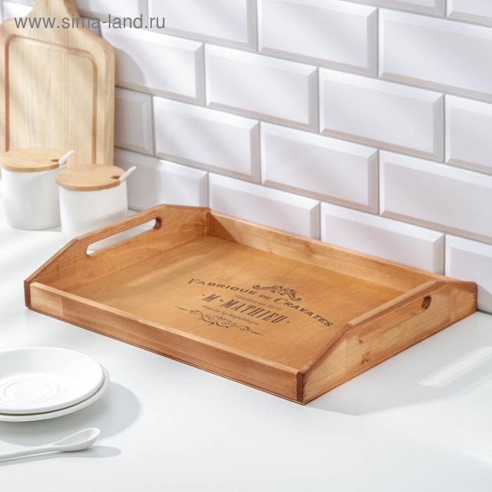 Поднос деревянный с декором, 40×30×7,5 см, сосна Поднос деревянный с декором, 40×30×7,5 см, сосна