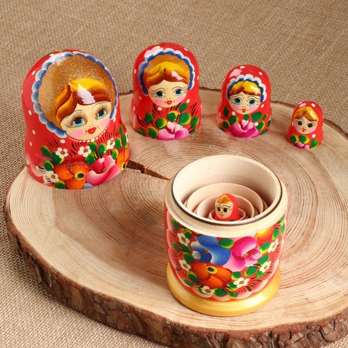 Матрёшка «Авдосья», красное платье, 5 кукольная, 18 см Матрёшка «Авдосья», красное платье, 5 кукольная, 18 см