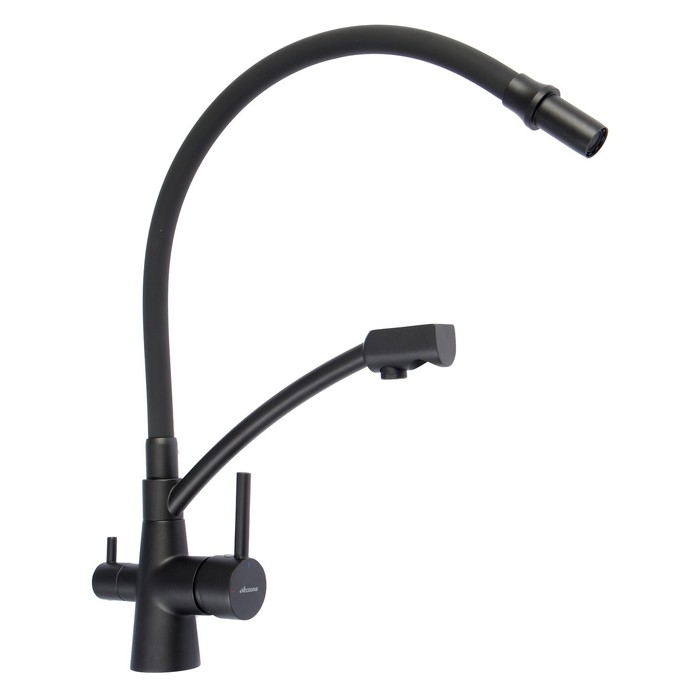 Смеситель для кухни Accoona A5179TT-13, однорычажный, гибкий излив, выход на питьевую, серый Смеситель для кухни Accoona A5179TT-13, однорычажный, гибкий излив, выход на питьевую, серый