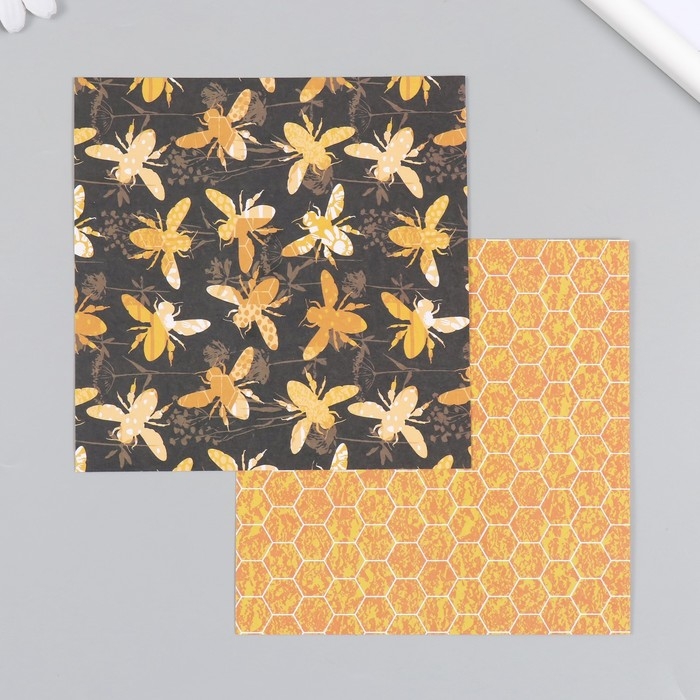 Набор бумаги для скрапбукинга 12 листов 12 дизайнов Набор бумаги для скрапбукинга 12 листов 12 дизайнов "Медовые цветы" 160 гр 15,2х15,2 см