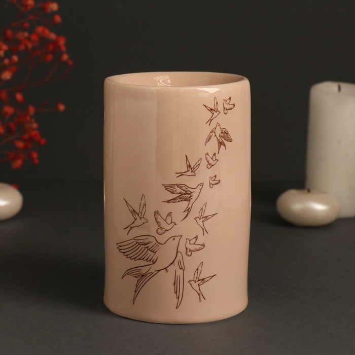 Аромалампа керамика  Аромалампа керамика "Я это отпускаю" бежевая 7,2х7,2х11,6 см