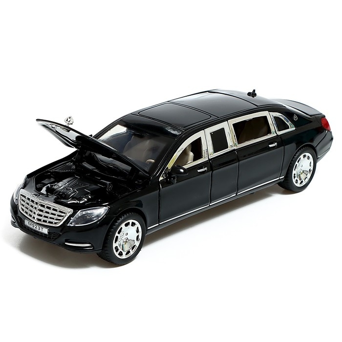 Машина металлическая «Лимузин», 1:24, открываются двери, капот, багажник, цвет чёрный