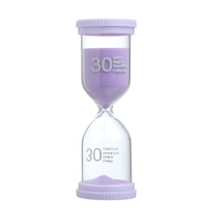 Песочные часы Happy time, на 30 минут, 4.4 х 12.6 см, сиреневые Песочные часы Happy time, на 30 минут, 4.4 х 12.6 см, сиреневые