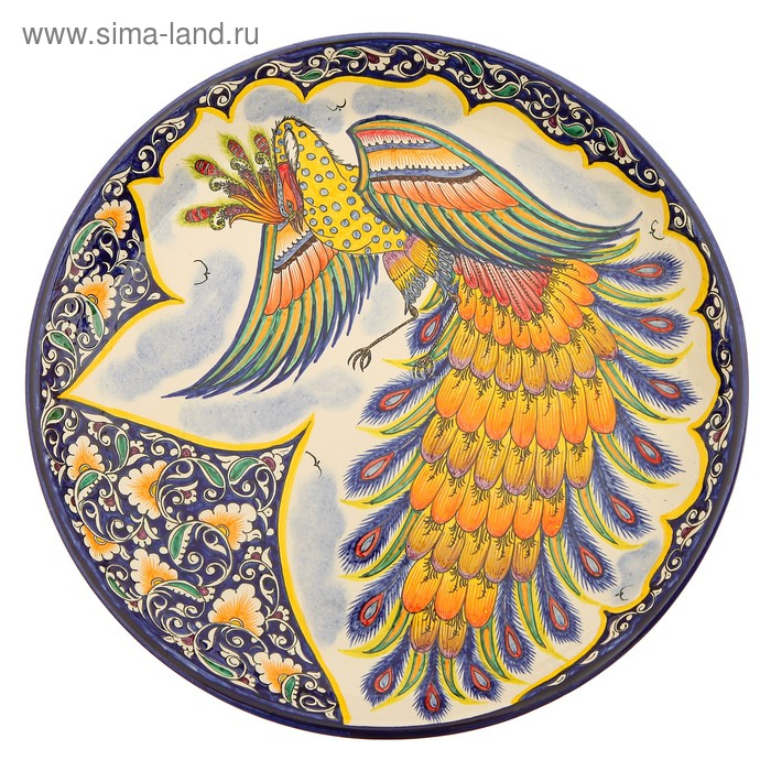 Ляган Риштанская Керамика  Ляган Риштанская Керамика "Жар-птица", 36 см, микс