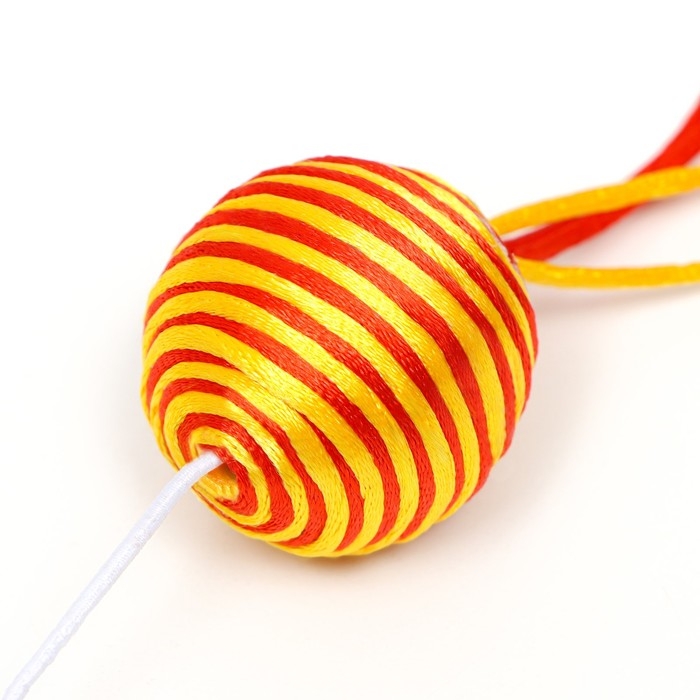 Дразнилка-удочка  Дразнилка-удочка "Шар с перьями", оранжевая на оранжевой ручке