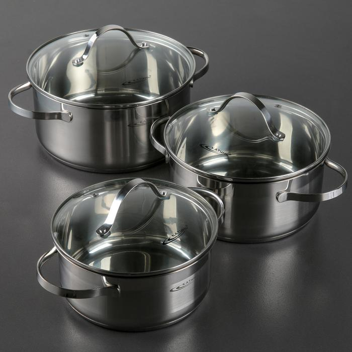 Набор кастрюль «Альта», 3 предмета: 2,2 л, 3,2 л, 4,2 л,капсульное дно, индукция Набор кастрюль «Альта», 3 предмета: 2,2 л, 3,2 л, 4,2 л,капсульное дно, индукция